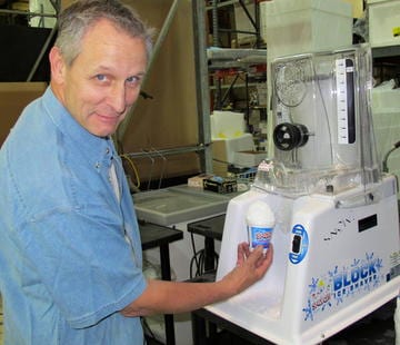 Carl Rupp with Snowie's new Block Ice Shaver