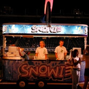Folks in line for Snowie at night!