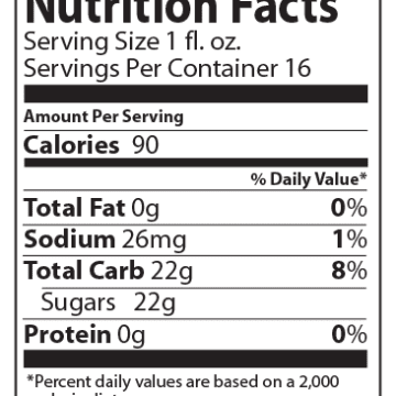 Ready-To-Use Flavor Nutritional Facts