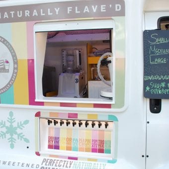 A close up of the snowie naturals bus